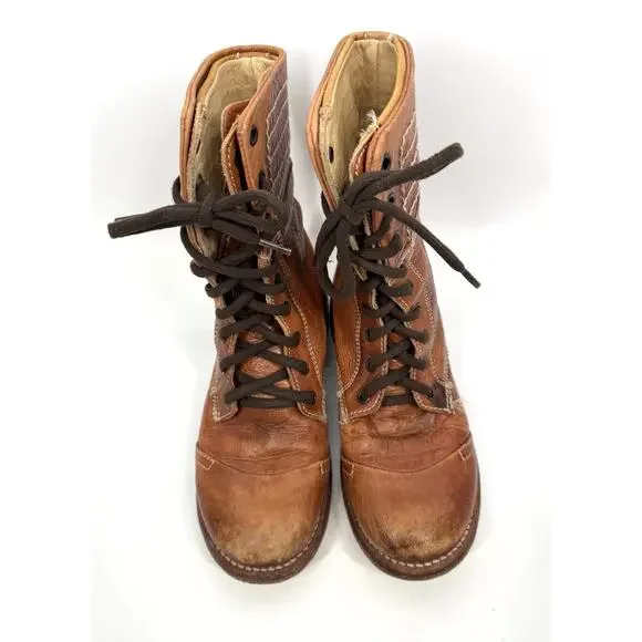 Bed Stu Roanne Boots Fold Over Distressed Brown Leather Women's 7 Motorcycle - Picture 4 of 8